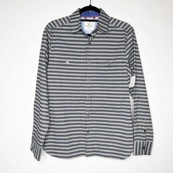NWT Construct Men's Button Down Plaid Shirt Engineered Goods Blue Green Size S - Picture 1 of 6